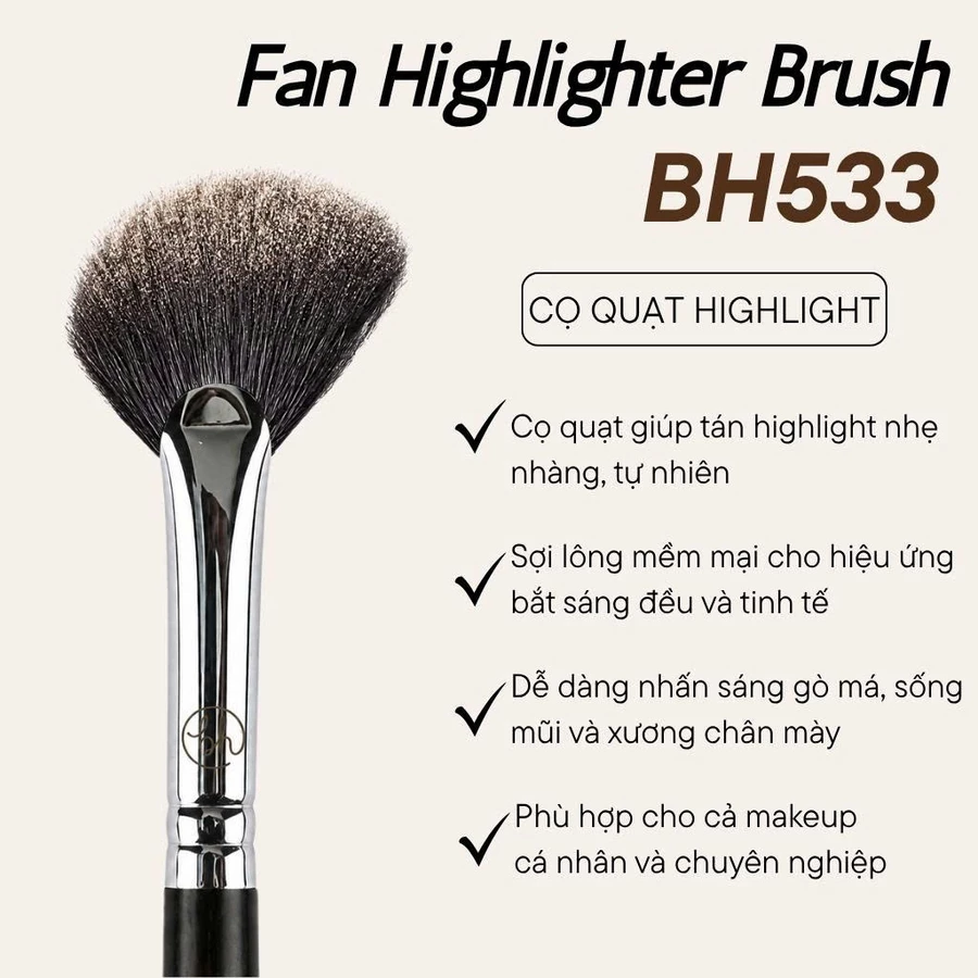 Cọ Quạt Highlight BH Cosmetics Fan Highlighter Brush BH533